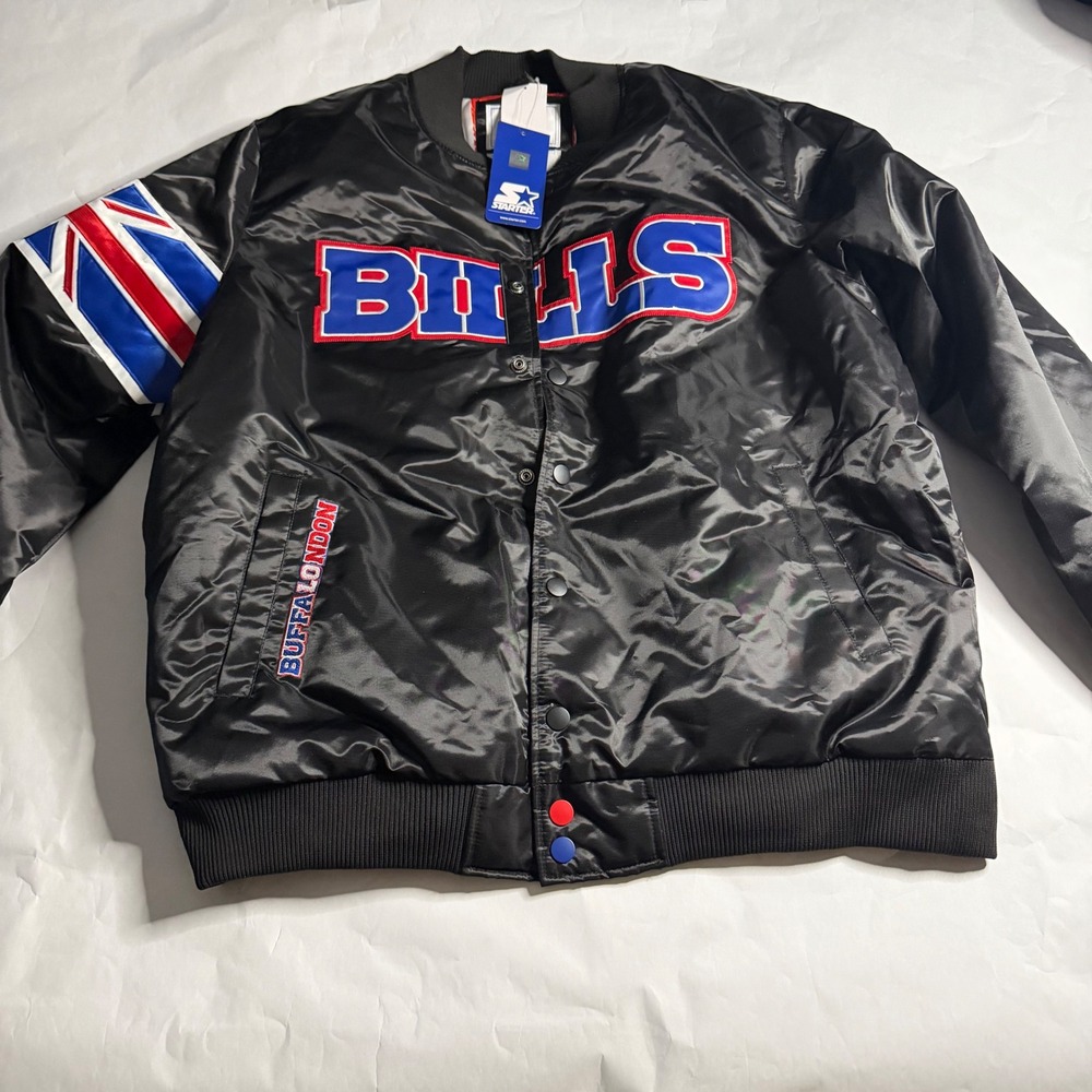 Starter Mens Buffalo Bills Mafia NFL‎ Satin Bomber Jacket XXL Black Union UK